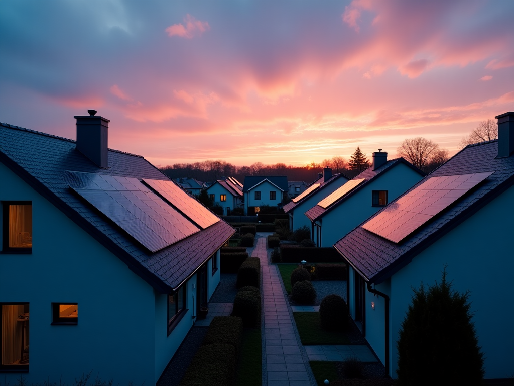 Paneles solares en un hogar moderno